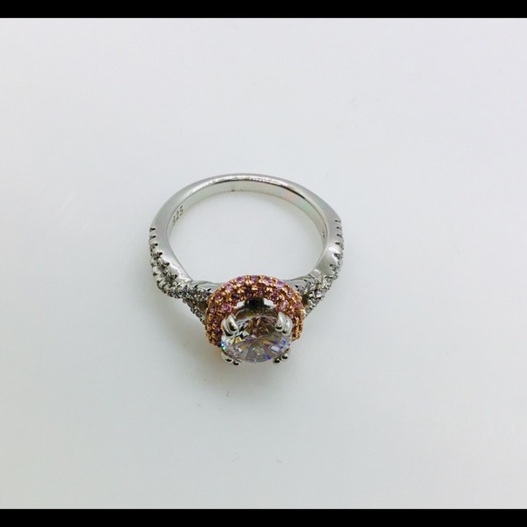 Ladies Twisted Two Tone Cubic Zirconia Ring - Picture 2 of 3